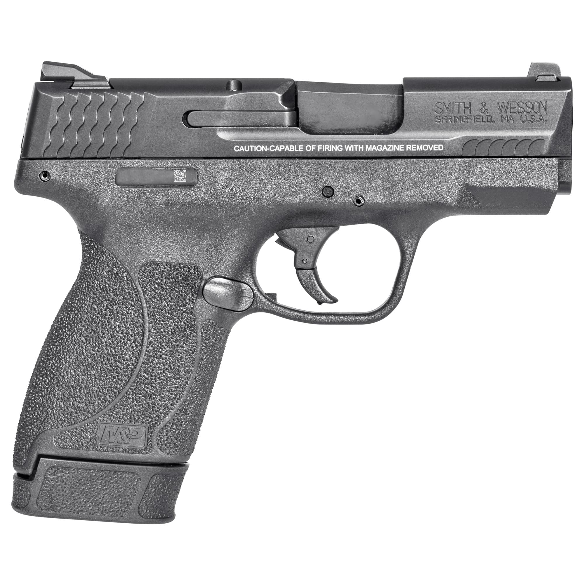 Smith & Wesson 14659 M&P M2.0 Shield Compact Slim Frame .45 ACP 7+1 3.30" Black Armornite Barrel, Black Armornite Stainless Steel Serrated Slide, Black Polymer Frame & Textured Grip, No Manual Safety