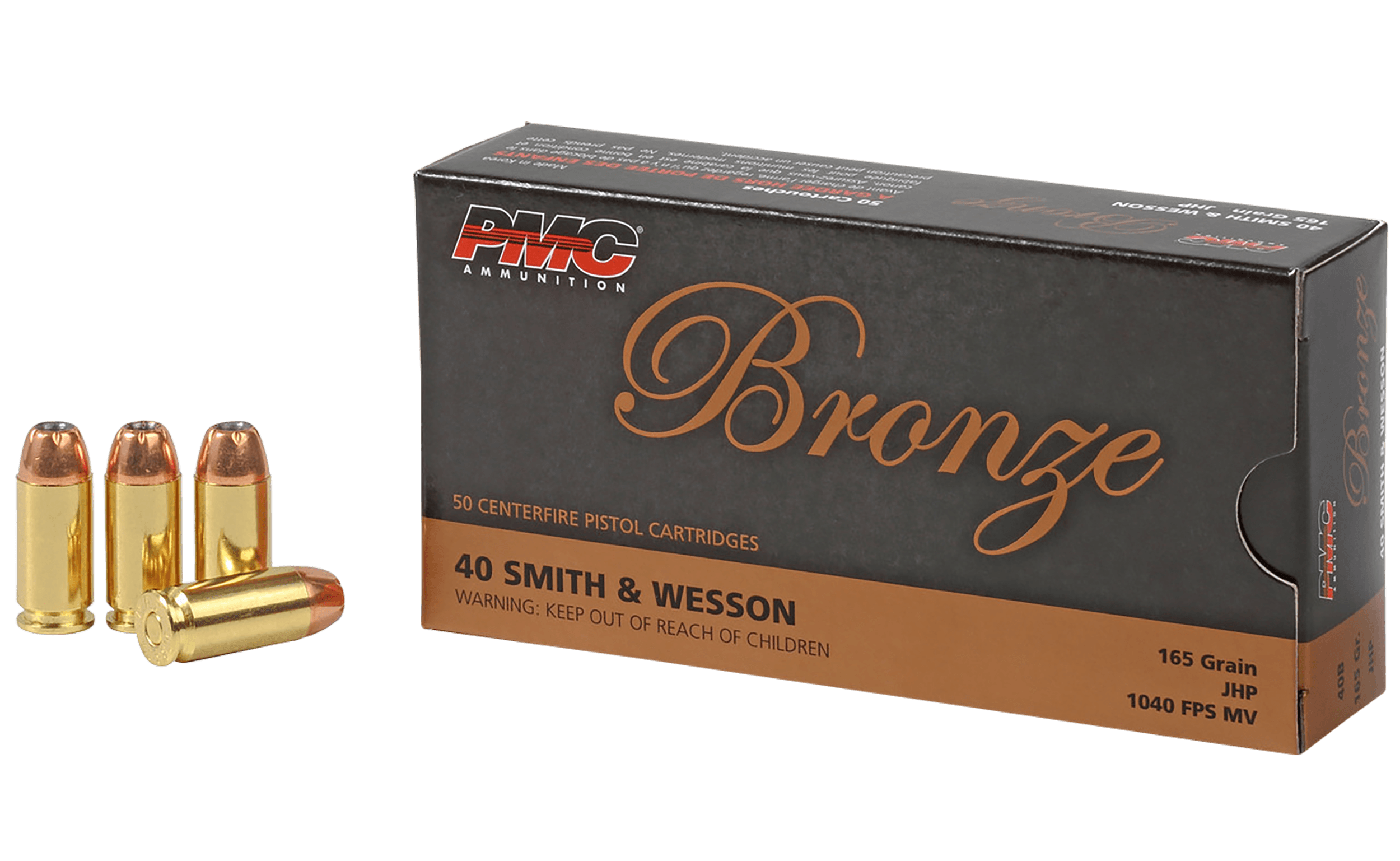 PMC, Bronze, .40 S&W, Jacketed Hollow Point, 165 Grain, 50 Rounds