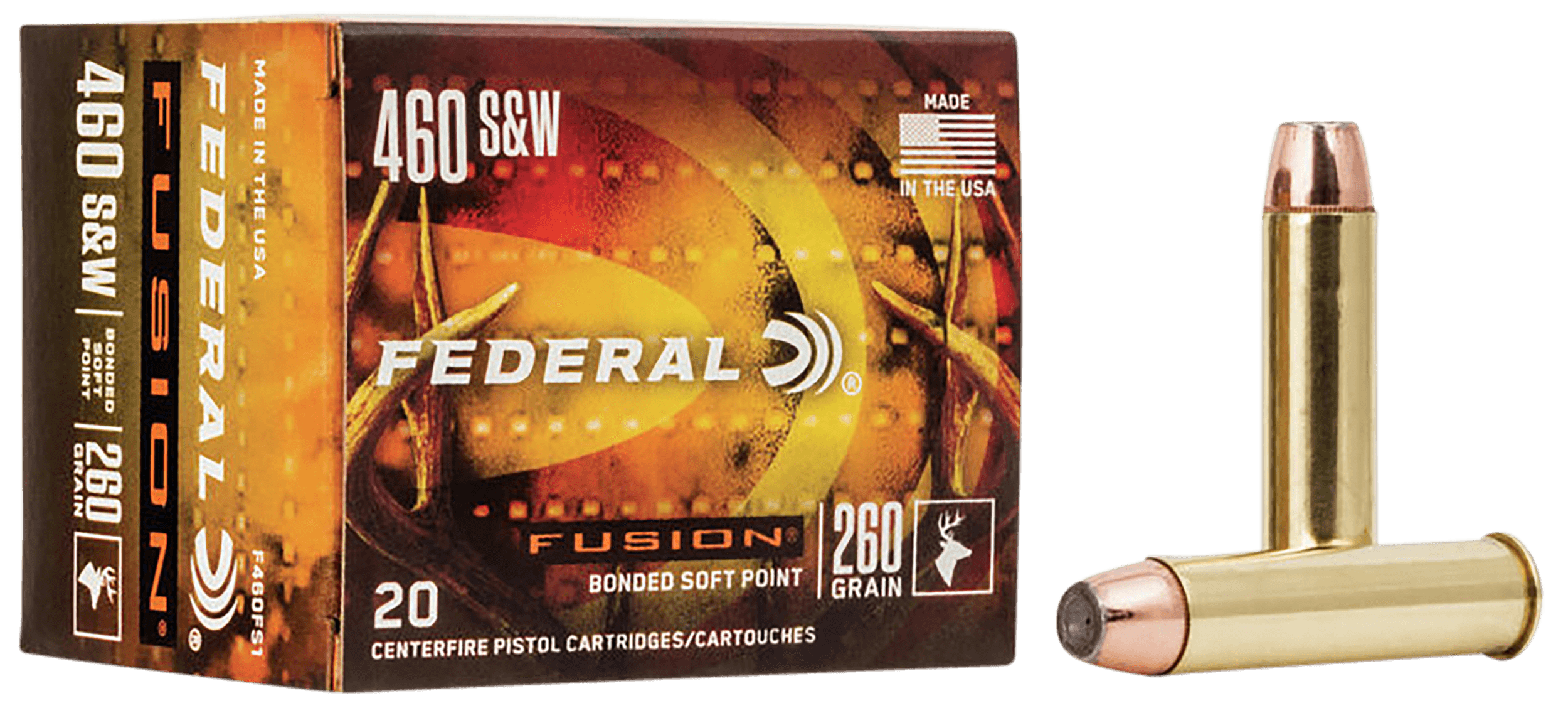 Federal, Fusion, 460 S&w Magnum, Soft Point, 260 Grain, 20 Rounds