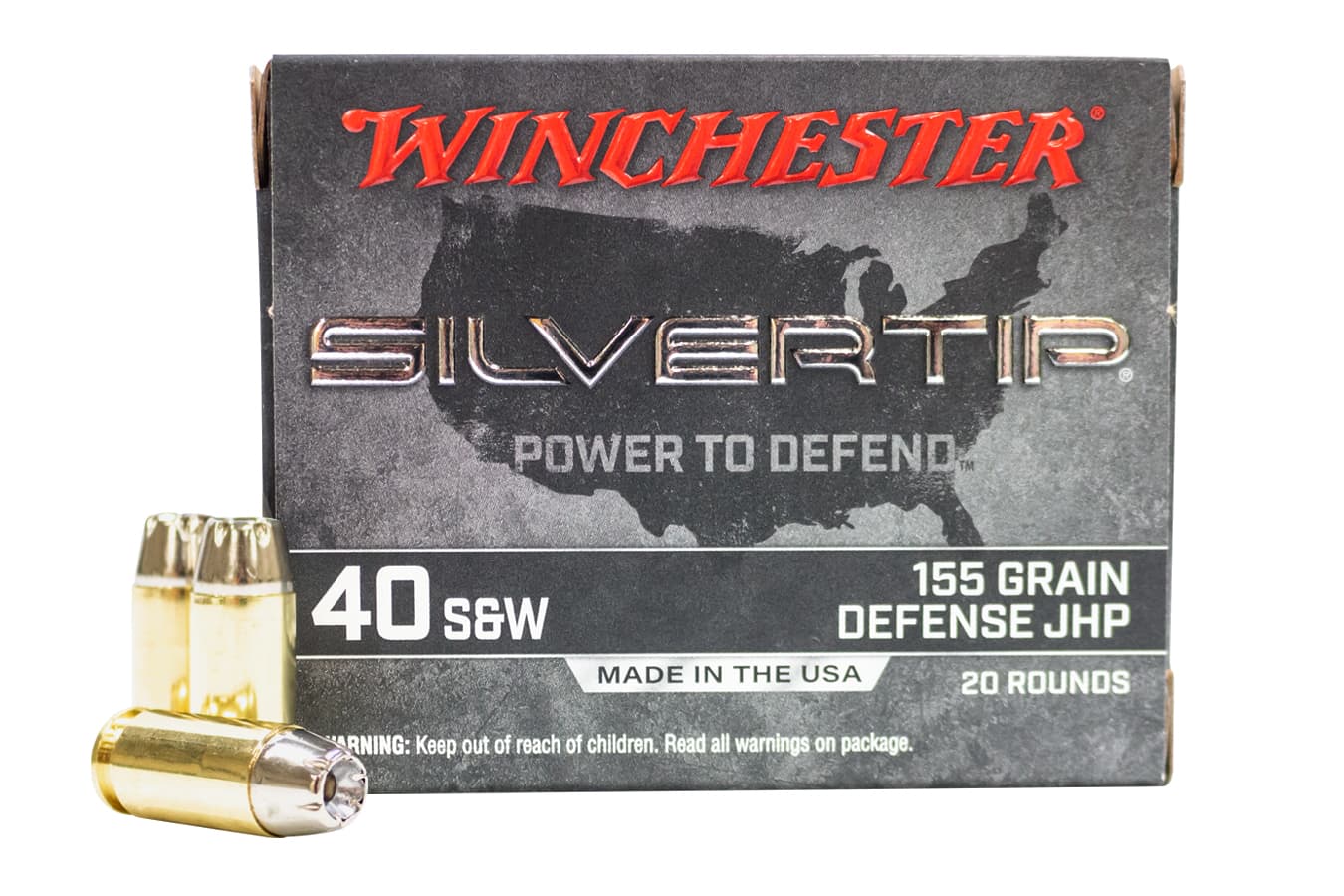 Winchester Super-X, .40 S&w, Silvertip Jacket Hollow Point, 155 Grain, 20 Rounds