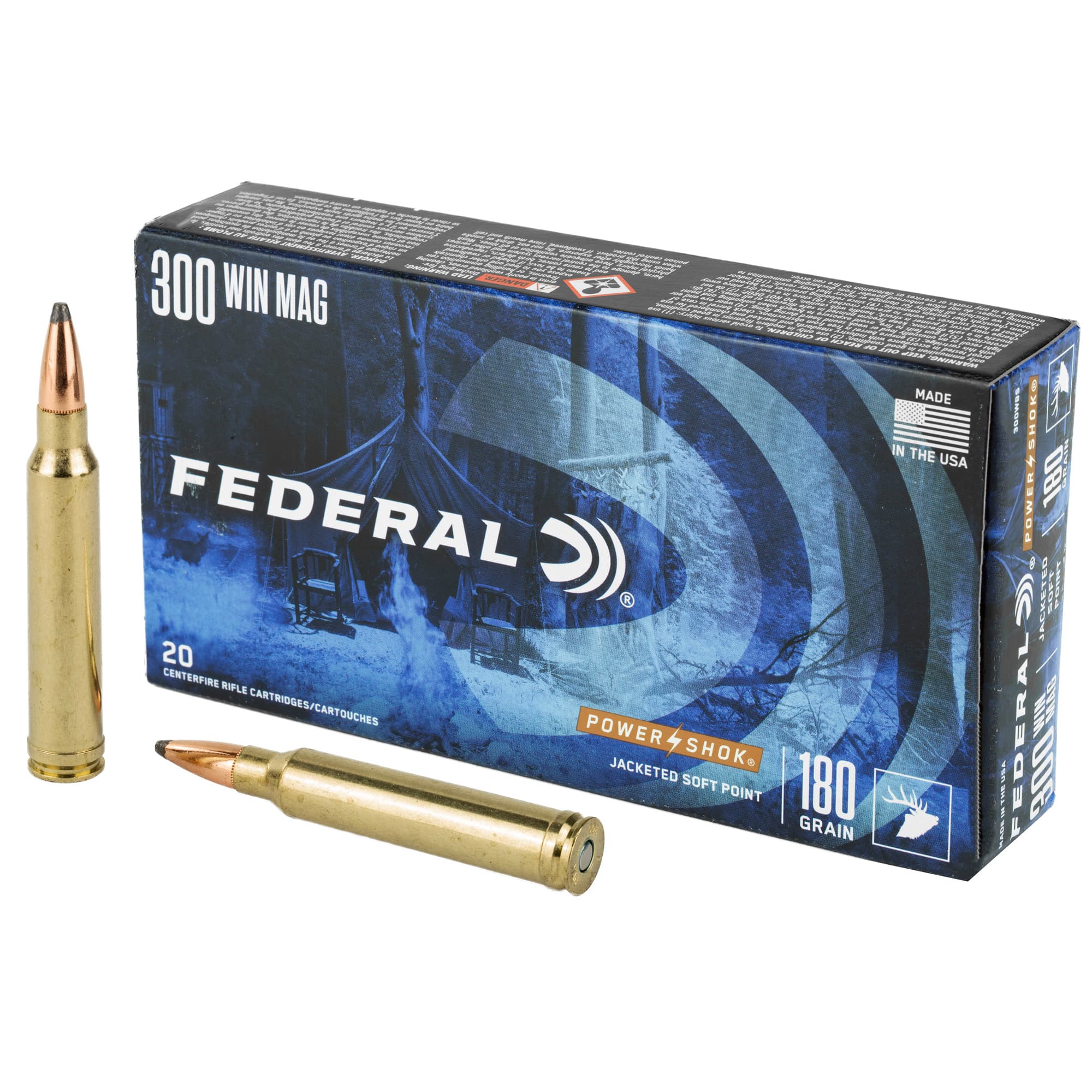 Federal Power-Shok Rifle Ammo 300 Win Mag 180 gr. Jacketed Soft Point 20 rd.