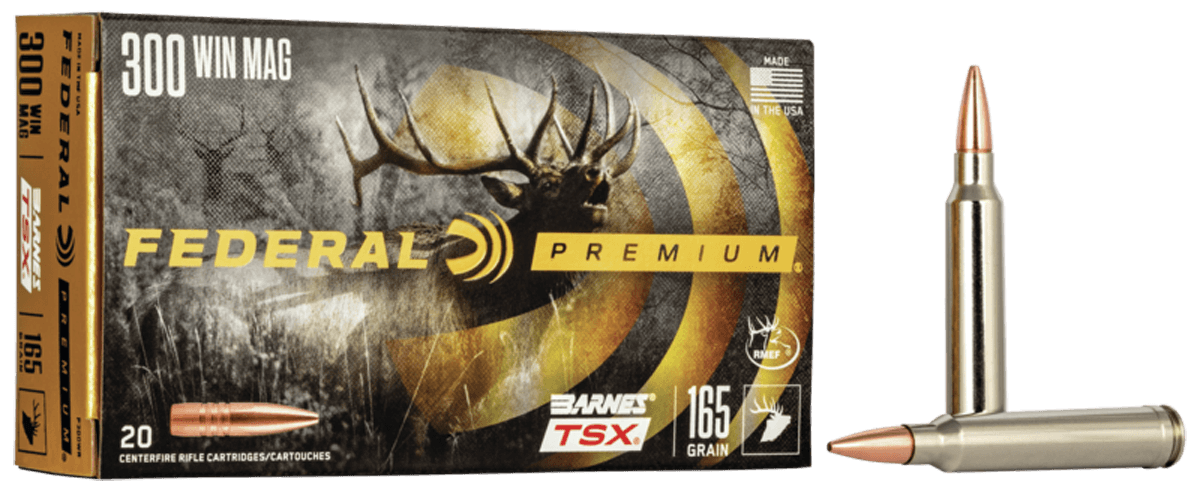 Federal Premium Rifle Ammo 300 Winchester Magnum Barnes TSX 165 Grain 20 Rounds