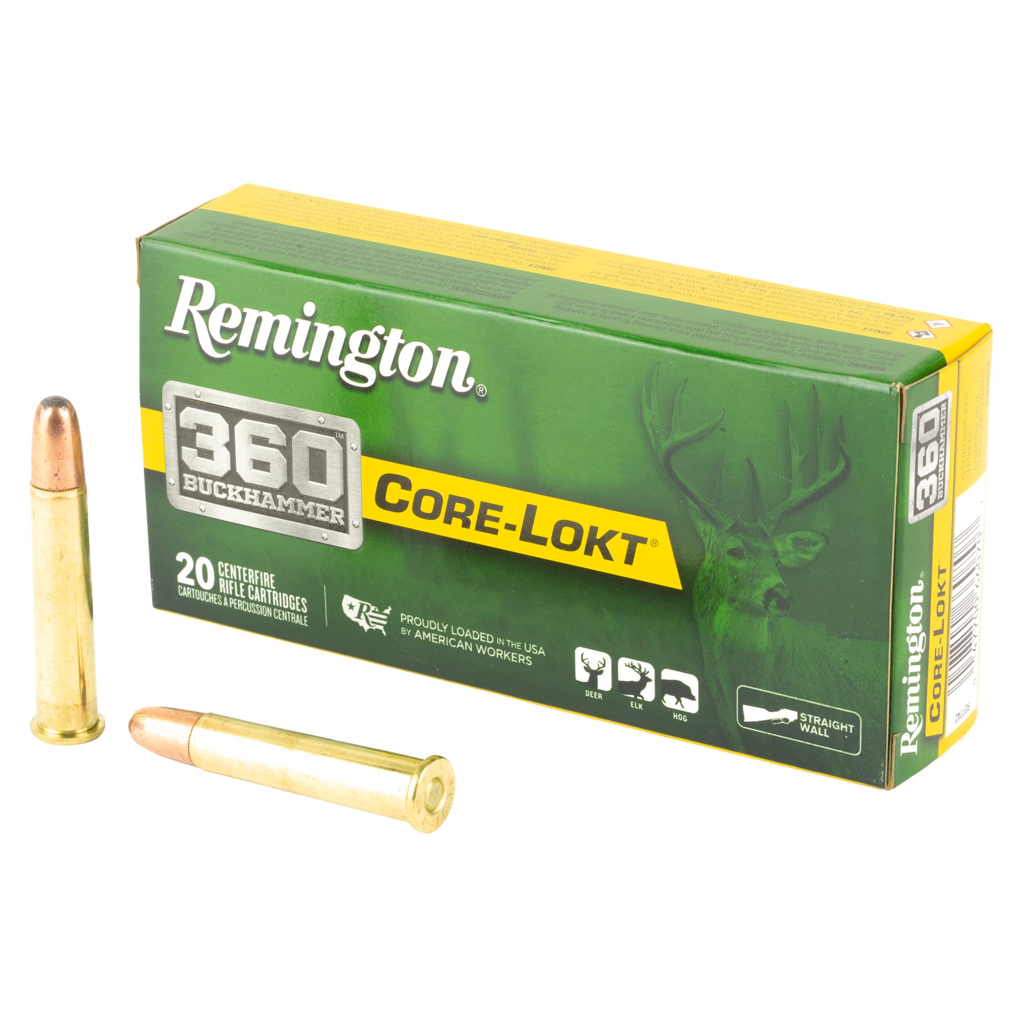 Remington, CoreLokt, 360 Buckhammer, Soft Point Core Lokt, 180 Grain, 20 Rounds