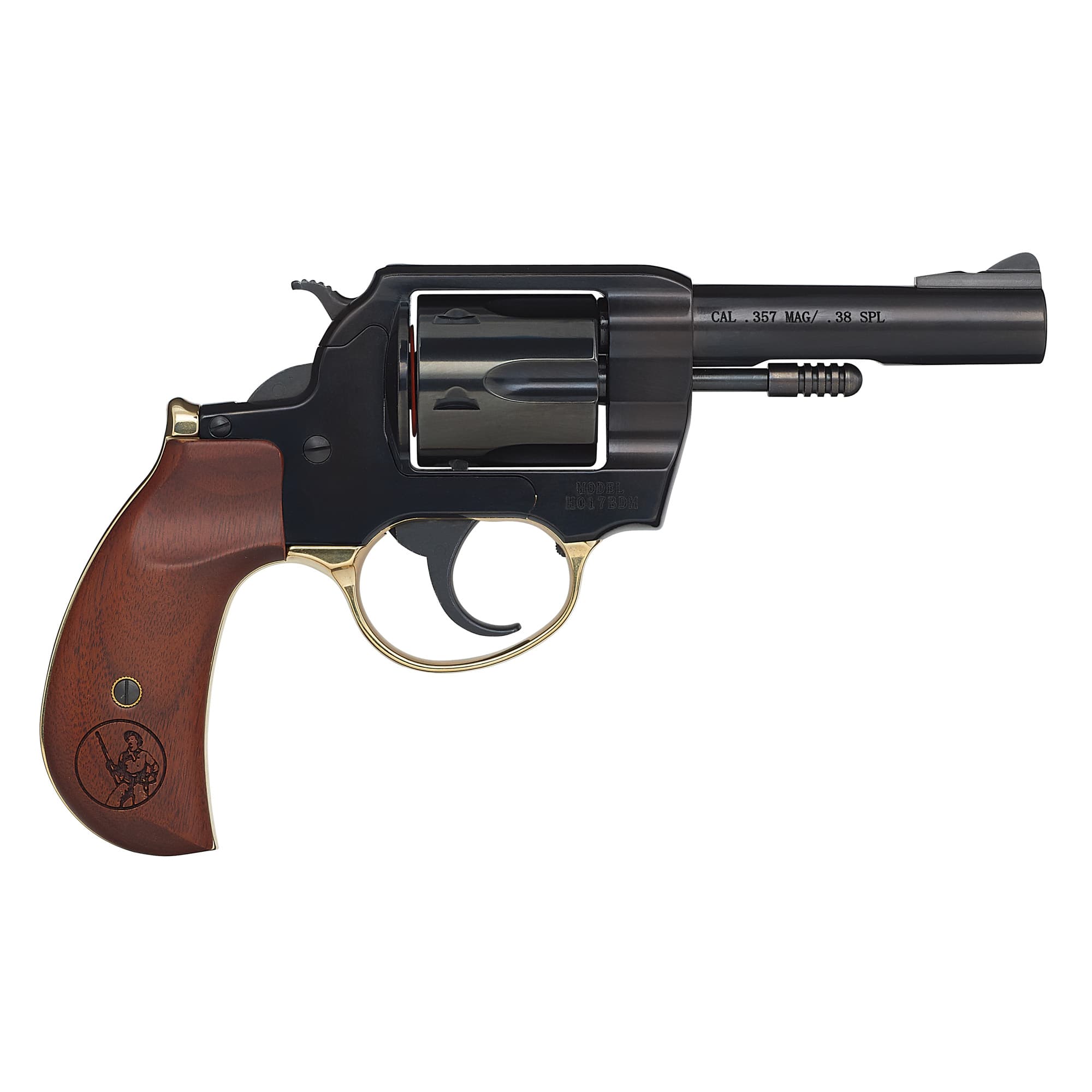 Henry H017BDM Big Boy 38 Special/357 Mag 6 Shot 4" Blued Round Steel Barrel, Polished Blued Steel Frame w/Birdshead Walnut Grip