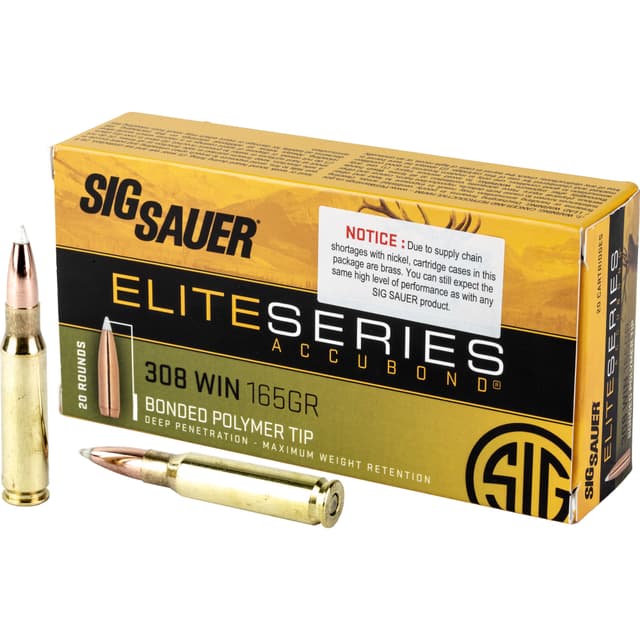 Sig Sauer Elite Hunting .308 Winchester Nosler AccuBond 165 Grain 20 Rounds