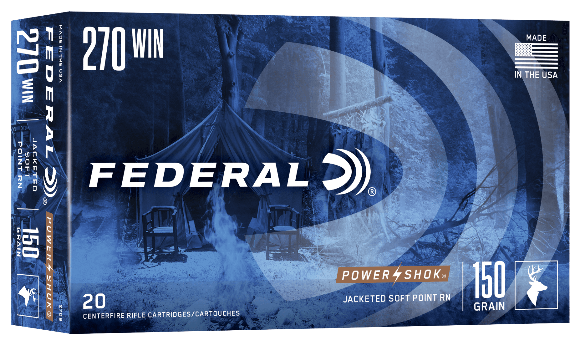 Federal Power-Shok .270 Winchester Jacketed Soft Point 150 Grain 20 Rounds