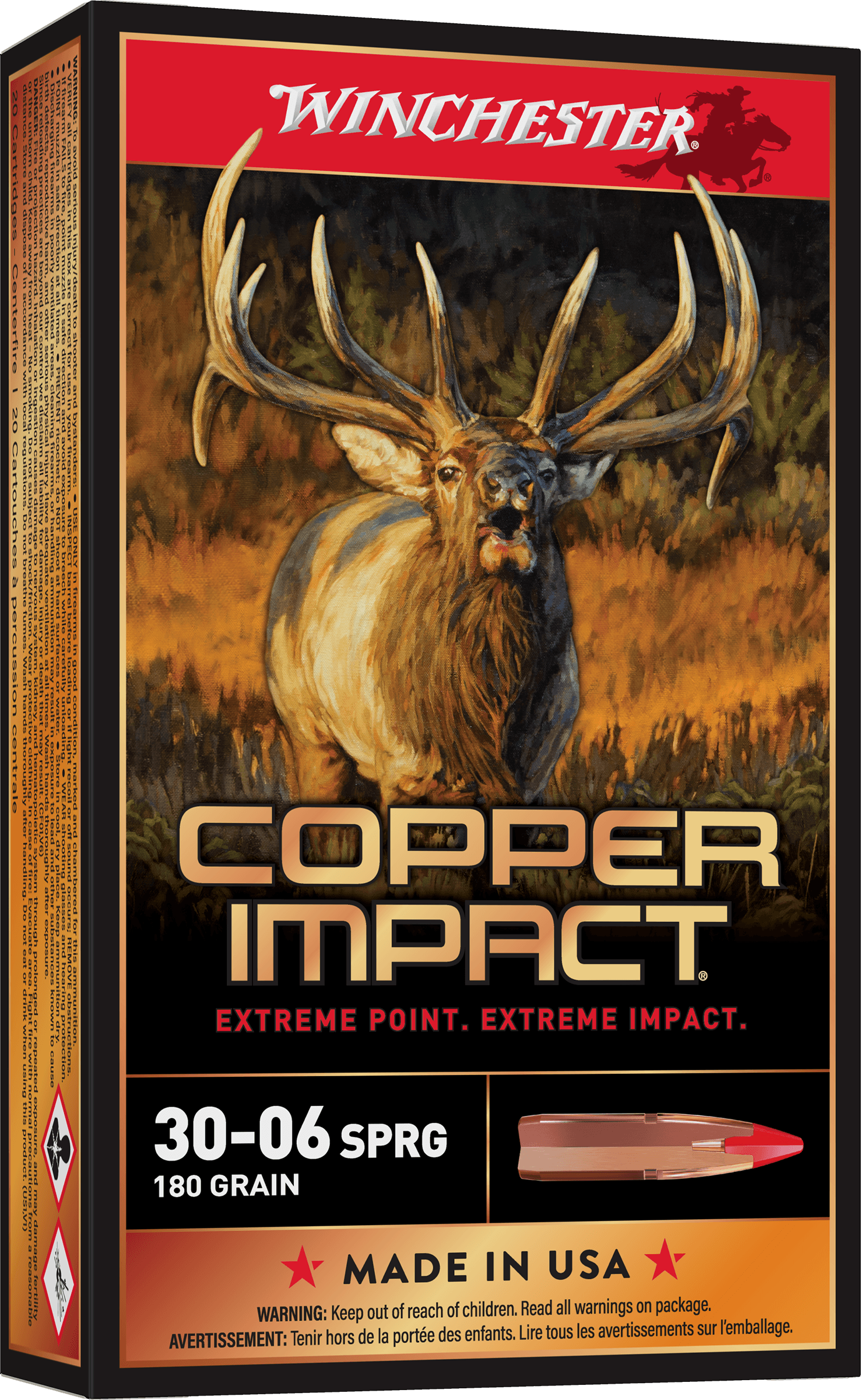 Winchester Copper Impact 30-06 Springfield Copper Extreme Point Lead-Free 180 Grain 20 Rounds