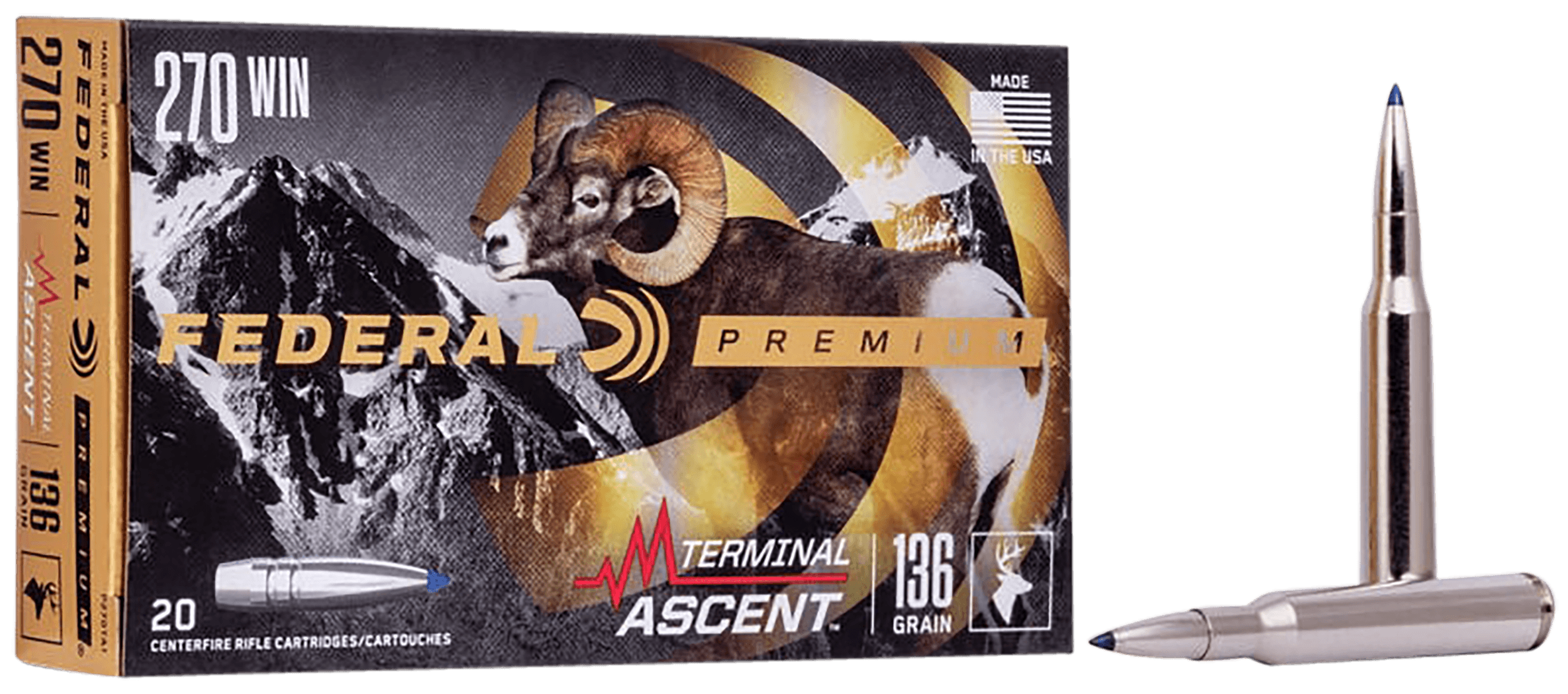 Federal, Terminal Ascent, 270 Winchester, Terminal Ascent, 136 Grain, 20 Rounds