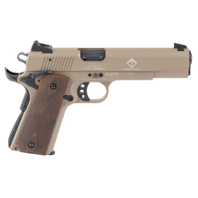 ATI GSG 1911 Pistol - Tan | .22LR | 5" Threaded Barrel | Wood Grips