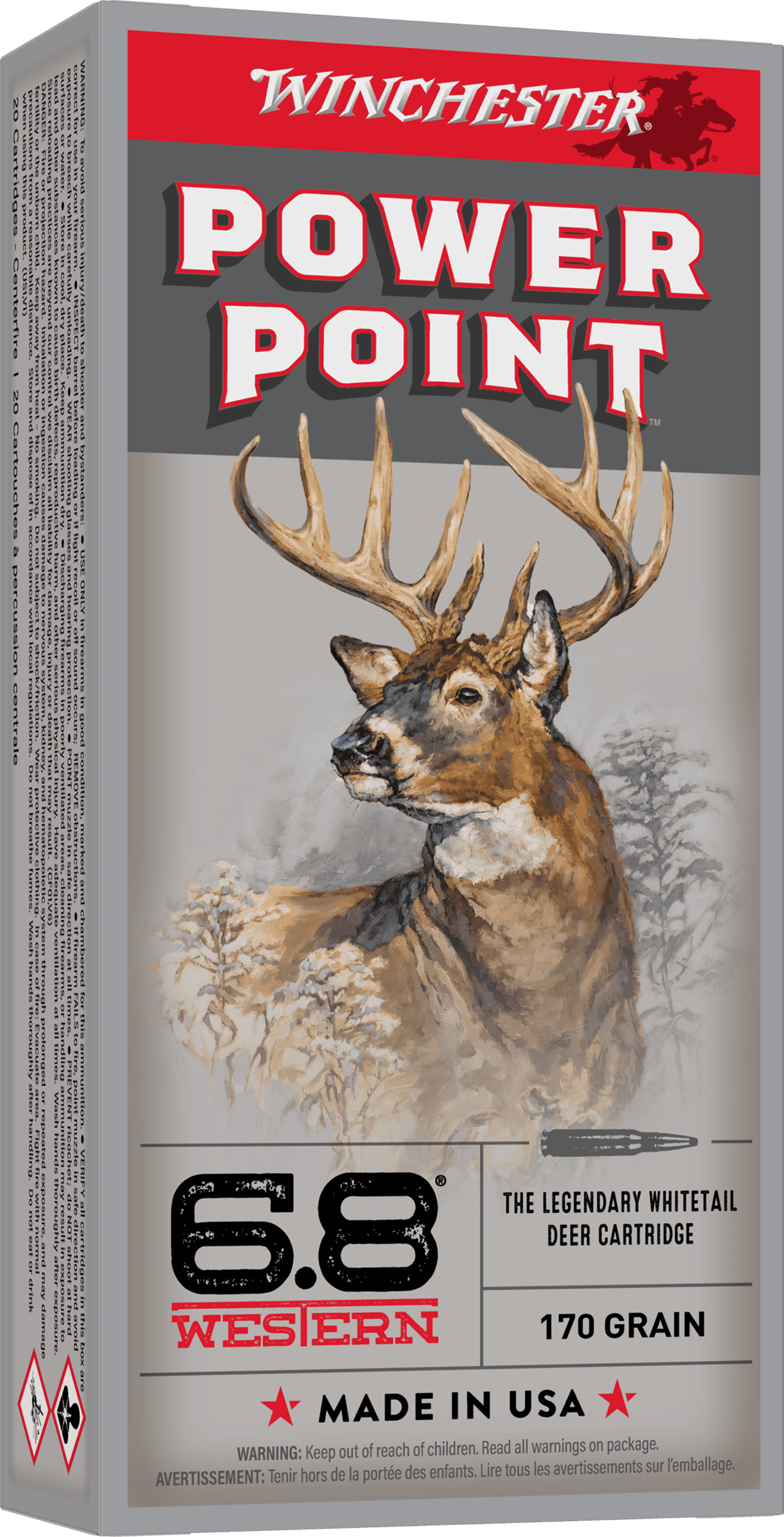 Winchester, PowerPoint SX, 6.8 Western, Power Point, 170 Grain, 20 Rounds