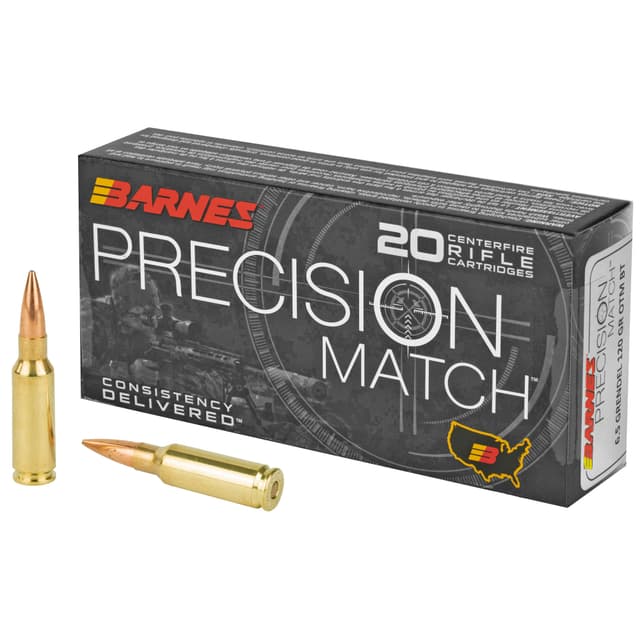Barnes Bullets Precision Match 6.5 Grendel Open Tip Match 120 Grain 20 Rounds