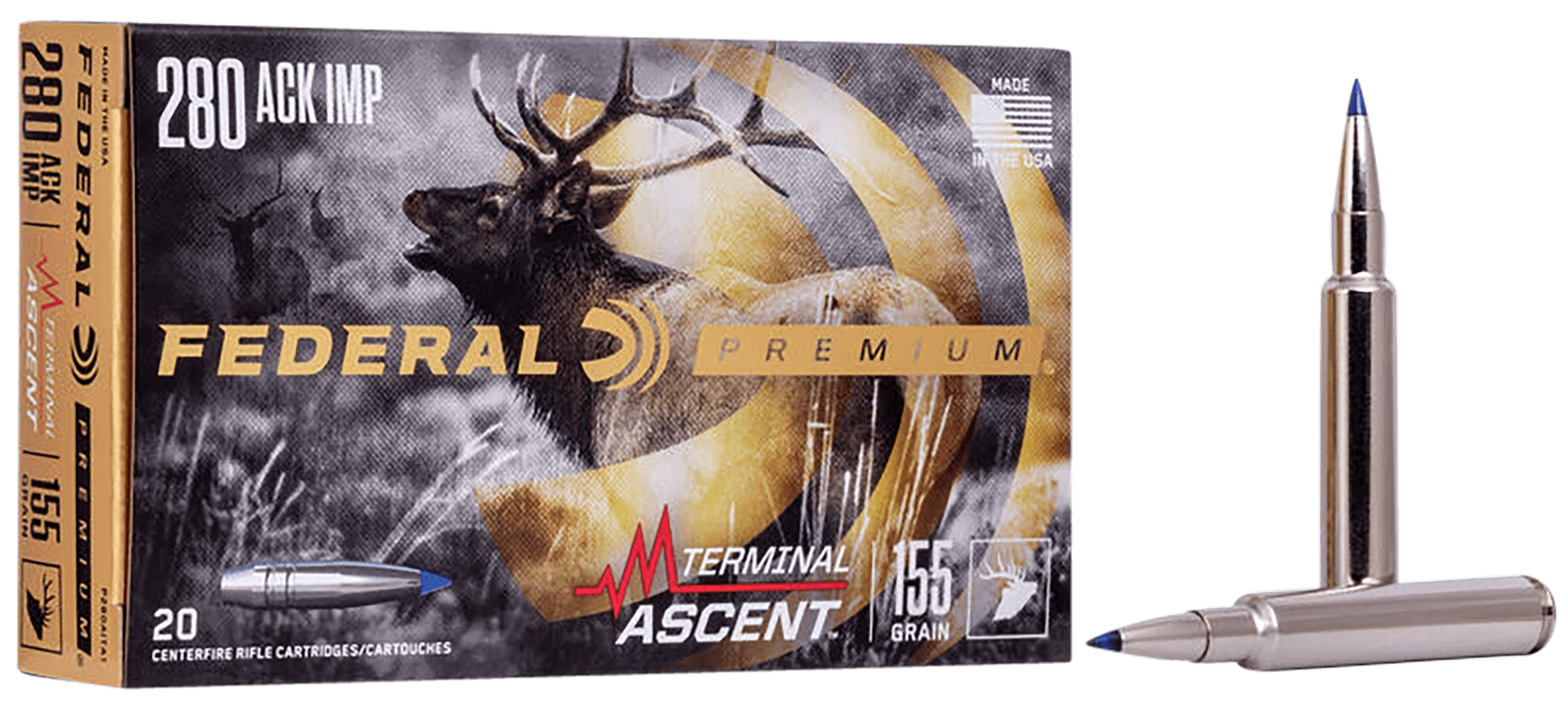 Federal Premium Terminal Ascent 280 Ackley Improved Bonded Hunting Bullet 155 Grain 20 Rounds