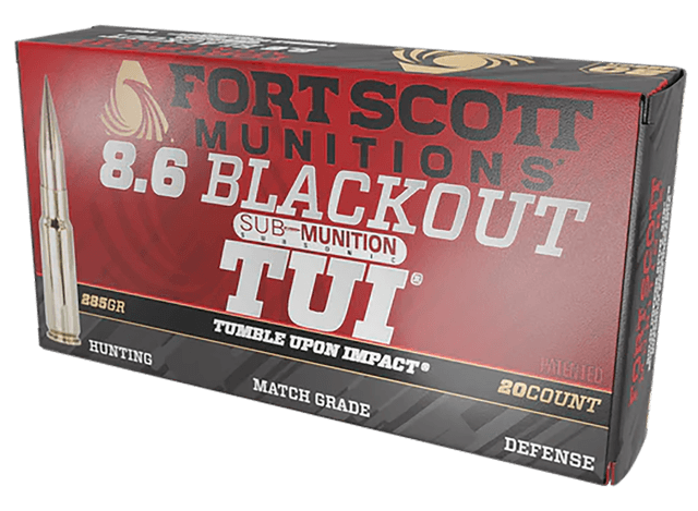 Fort Scott Munitions Rifle Ammo 8.6 Blackout 285 gr. Subsonic TUI 20 rd.