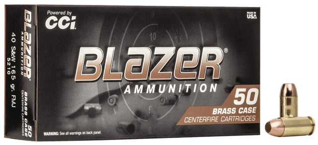 CCI Blazer Brass Pistol Ammo 40 S&W 165 gr. FMJ Flat Nose 50 rd.