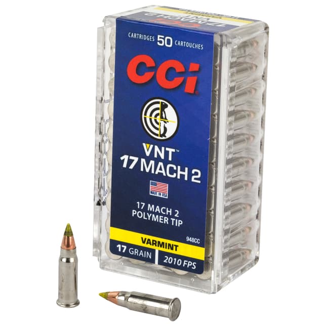 CCI Varmint VNT 17 Hornady Mach 2 Polymer Tip 17 Grain 50 Rounds