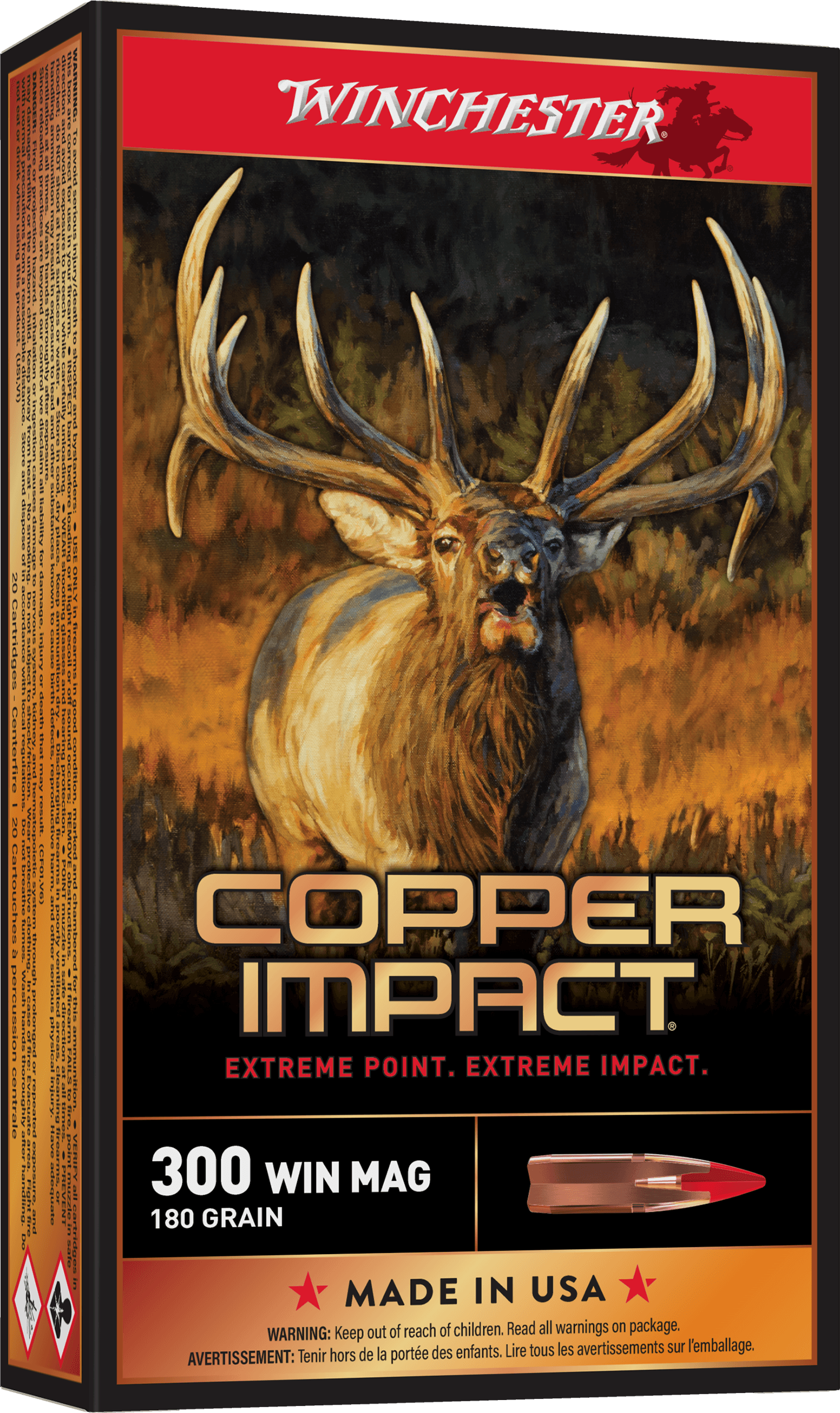 Winchester Copper Impact 300 Winchester Magnum Lead Free 180 Grain 20 Rounds