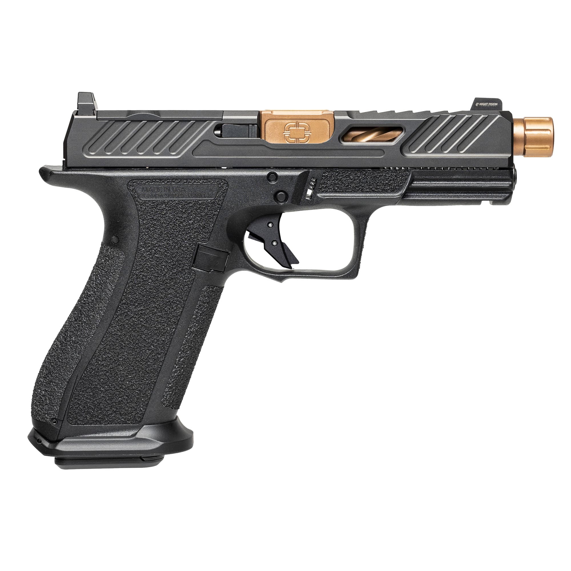 Shadow Systems XR920 Elite Pistol - Black | 9mm | 4.5" Spiral Fluted Bronze Match Barrel (Threaded)| 17rd | Tritium Sights | Optic Cut | Weight-Optimizing Window Cut