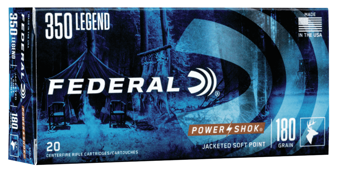 Federal, Power-Shok, 350 Legend, Jacketed Soft Point, 180 Grain, 20 Rounds