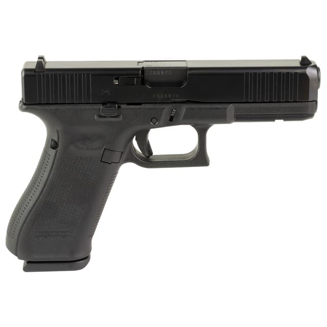 Glock PV1750203 G17 V Standard Frame 9mm Luger 17+1 4.49" Black GMB Barrel, Black nDLC Steel Serrated Slide Black Polymer Frame w/Accessory Rail, Textured Polymer Grip, Ambidextrous