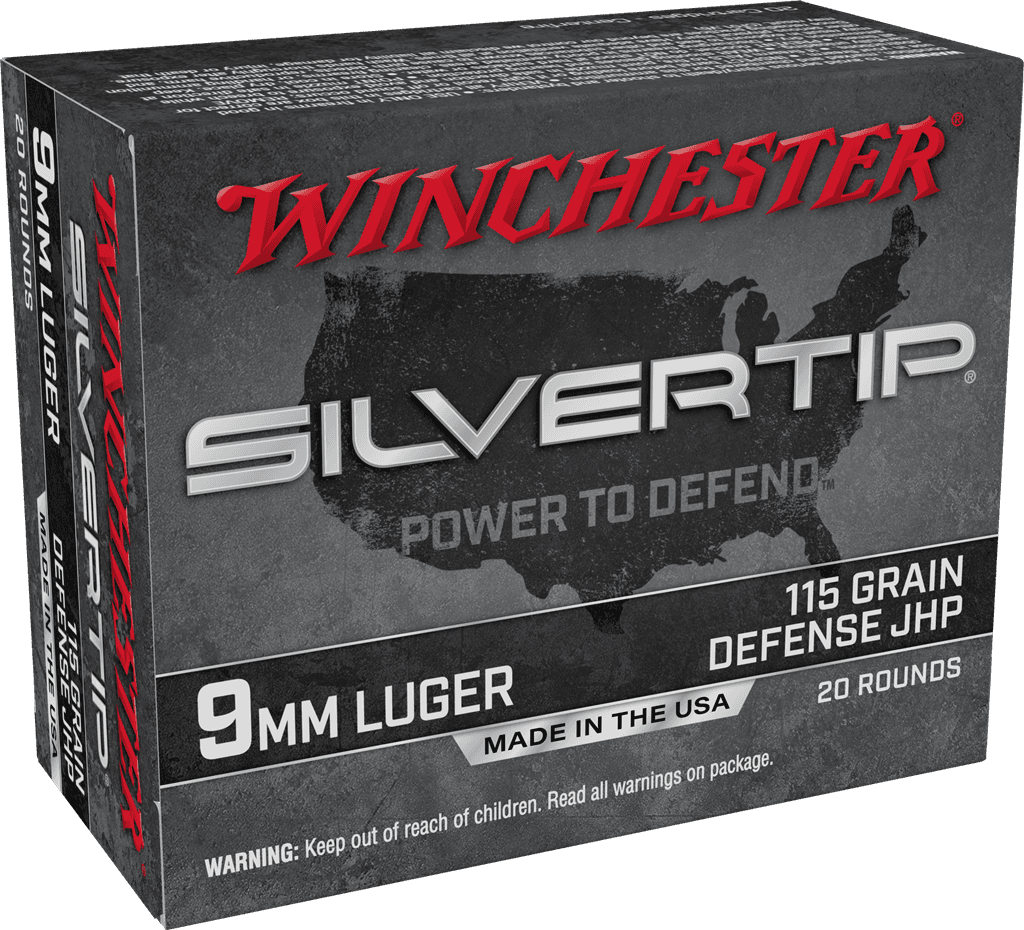 Winchester, Super-X, 9mm Luger, Silvertip Jacket Hollow Point, 115 Grain, 20 Rounds