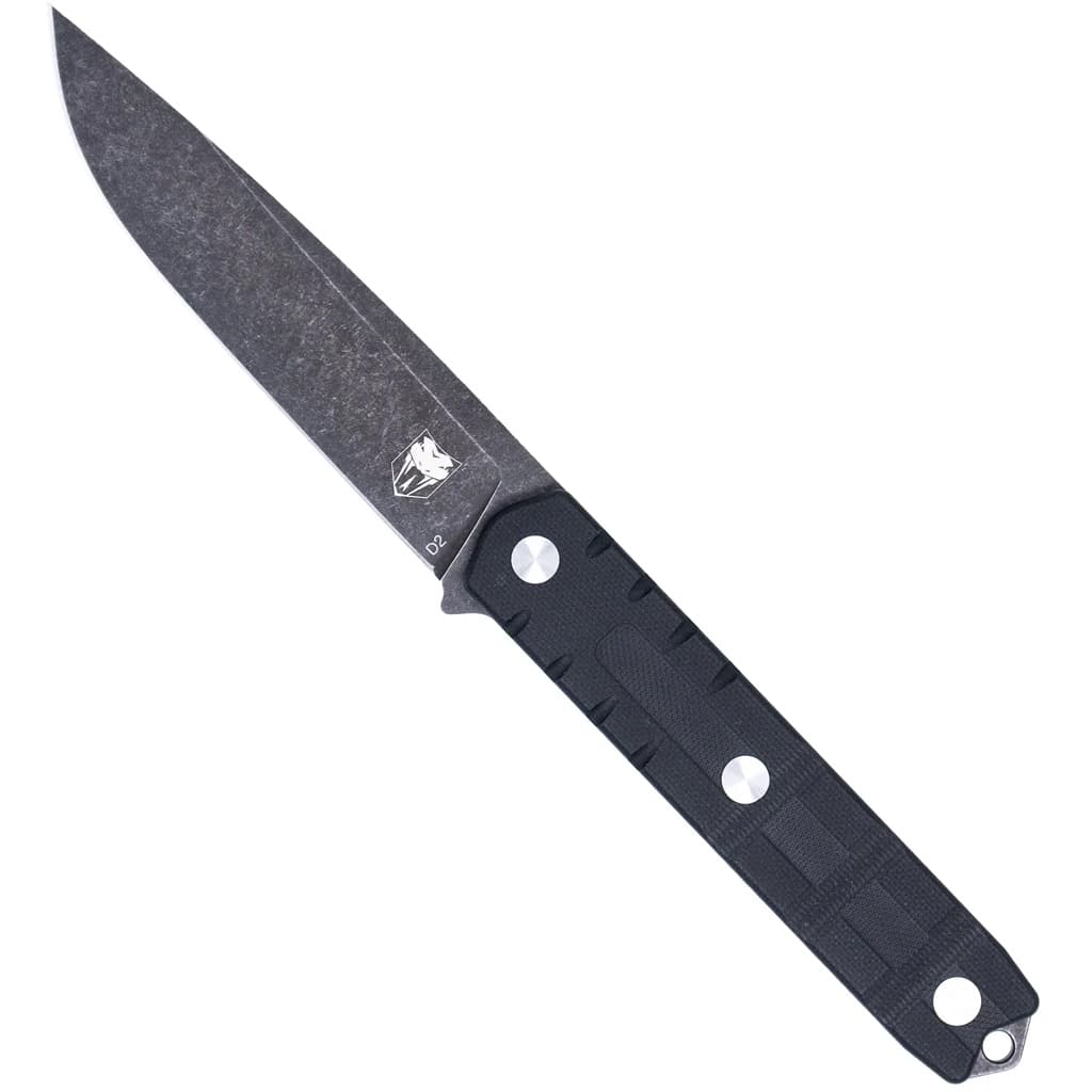 CobraTec Knives CTOWBLKDNS Outdoor Warrior 4.50" Fixed Drop Point Plain Stonewashed D2 Steel Blade, 4.75" Black Textured G10 Scales Handle