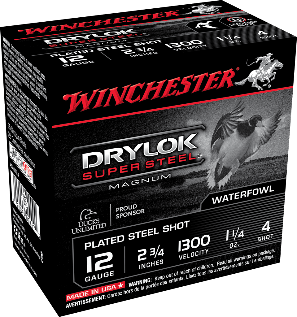 Winchester Drylok Magnum Plated Load 12 Gauge Steel 1 1/4 oz 4 Shot 25 Rounds