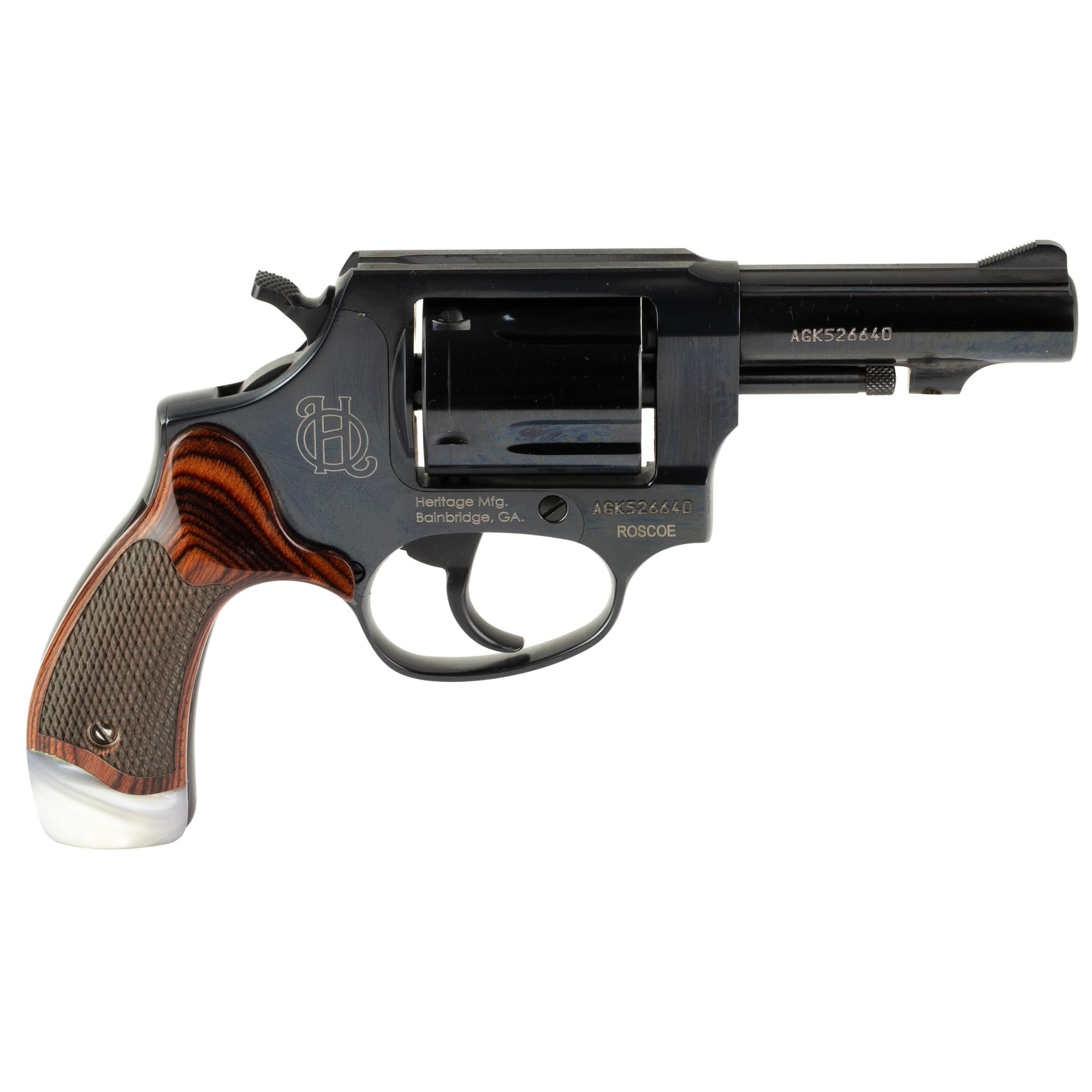 Heritage Roscoe 38 Special 3 inch 5 rounds Blued Rosewood Grips Talo