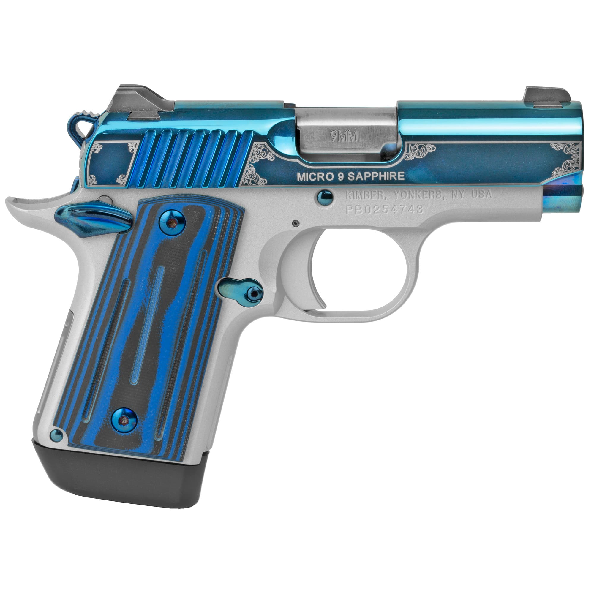 Kimber Micro 9 Sapphire Pistol 9mm 3.15 in. Bright Blue 8 rd.